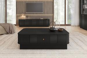 Măsuță de cafea Vesper 103x60 cm cu sertar pe plintă - negru / mâner auriu