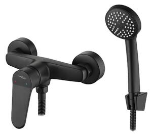 Kuchinox Atez, baterie de duș de perete cu set de duș manual, negru mat, LAV-BTK_741D