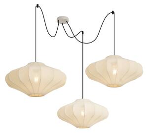 Lampă suspendată Japandi bej 50cm cu 3 lumini - Plu