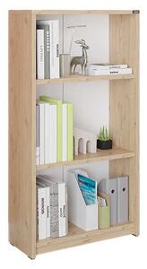 Biblioteca Adore Nino, 3 rafturi, Alb - Stejar, 58x106x23 cm