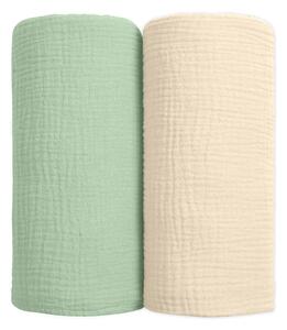 Set 2 paturi pentru bebelusi de vara din muselina dubla 100x100 cm Kidizi Mint, bumbac 100%