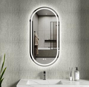 Erga Lyra, oglindă ovală LED 50x100cm, 3 culori de lumină, iluminare față și spate, pernă încălzitoare anti-aburire, ERG-V01-LYRA-5010-CL