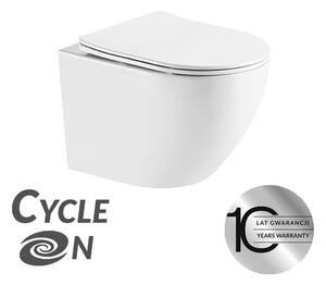 Laveo Desna Cycleon 2.0, vas de toaletă suspendat cu scaun de toaletă din duroplast, spălare Vortex, alb lucios, LAV-VMD_610S