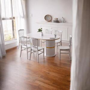 Set Masa Modella Roma alba-auriu cu 6 scaune alb®️