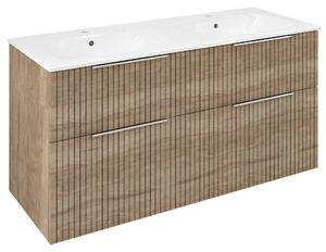 Sapho Sapho, dulap lavoar CIRASA cu chiuveta dubla 121x66x46cm, stejar alabama strip, CR121-2322-21