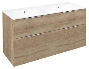 Sapho Sapho, dulap lavoar CIRASA cu lavoar dublu 121x66x46cm, stejar alabama, CR121-2222-21
