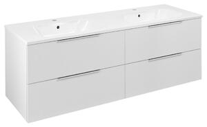 Sapho Sapho, dulap lavoar CIRASA cu chiuveta dubla 141x54x46cm, alb lucios, CR141-3030-21