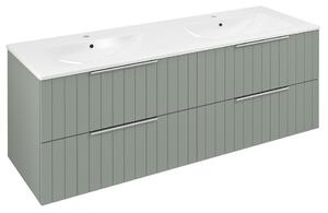 Sapho Sapho, dulap lavoar CIRASA cu chiuveta dubla 141x54x46cm, banda verde, CR141-4444S-21