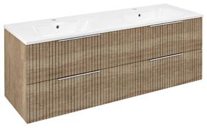 Sapho Sapho, Dulap chiuveta CIRASA cu chiuveta dubla 141x54x46cm, stejar alabama strip, CR141-2322-21