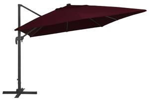 Umbrelă suspendată cu LED-uri, roșu bordo, 400x300 cm