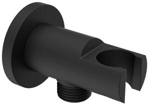 Sapho Sapho, Suport de duș fix, oval, cu evacuare, negru mat, 1205-09B