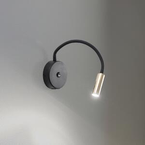 TK Lighting Aplică de perete Lagos USB, negru/auriu, 27 cm, lampă citit, G9, Negru, dormitor, Metal, Modern, Soclu de perete jos