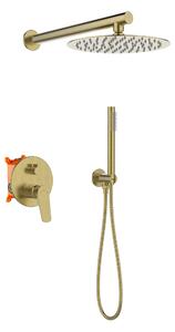 Invena Alonia, set de duș încastrat cu duș manual și cap de duș, auriu mat, INV-BS-70-009-V