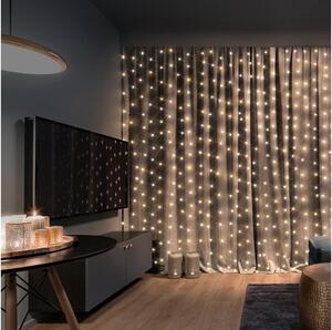 Brilagi - Perdea luminoasă LED de Crăciun 300xLED/8 funcții/3xAA/USB 1,2m alb cald