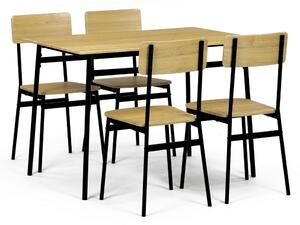 Set de masă Industrial cu 4 scaune, 110 x 70 x 76cm, stejar sălbatic