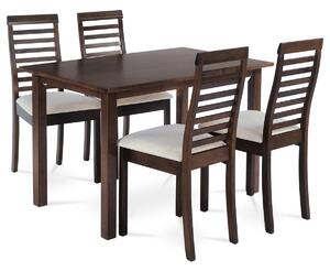 Set de masă din lemn masiv cu 4 scaune, 120 x 75 x75 cm, nuc