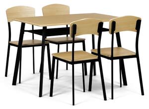 Set de masă Industrial cu 4 scaune, 110 x 70 x 76cm, maro