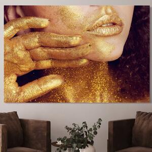 Tablou Canvas Premium LuxCanva® A1055, Magic Girl , Portret, Femeie, Auriu, Senzual, Abstract, Culori Vibrante