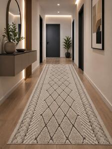 Traversa Covor, Fashion 32009, Crem Maro, Latime 100 cm , Diverse Lungimi
