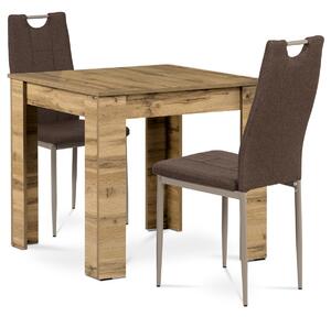 Set masă MDF cu 2 scaune maro, 80 x 80 x 75 cm,stejar Sonoma