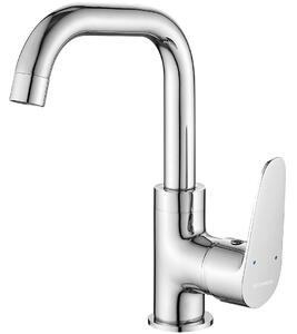 Kuchinox Sagra, baterie lavoar h-242 cu pipă în formă de L, cromat, LAV-BQR_025D