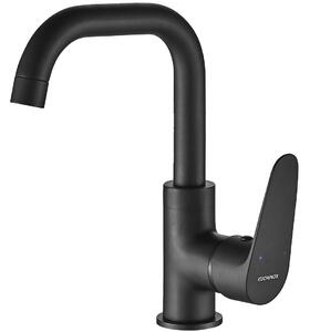 Kuchinox Sagra, baterie lavoar h-242 cu pipă în formă de L, negru mat, LAV-BQR_725D
