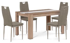 Set masă MDF cu 4 scaune, 138 x 80 x 75 cm, stejarSonoma
