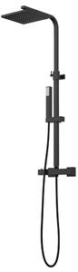 Gamma Cube, set de duș cu baterie termostatică, cap de duș și duș manual, înălțime 91-135cm, negru mat, GMA-BCEZNT-BK