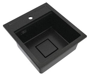 Gamma Quadro 4550, chiuvetă din granit cu 1 compartiment 450x495x220 mm, negru-auriu, GMA-ZLE000222