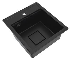 Gamma Quadro 4550, chiuvetă din granit cu 1 compartiment 450x495x220 mm, neagră, GMA-ZLE000217
