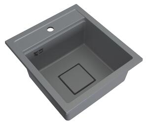Gamma Quadro 4550, chiuvetă din granit cu 1 compartiment 450x495x220 mm, gri, GMA-ZLE000221