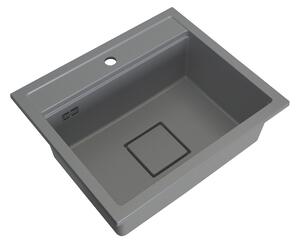 Chiuvetă din granit Gamma Quadro 5850 cu 1 compartiment 580x495x220 mm, gri, GMA-ZLE000233