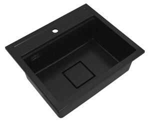 Gamma Quadro 5850, chiuvetă din granit cu 1 compartiment 580x495x220 mm, negru-auriu, GMA-ZLE000232