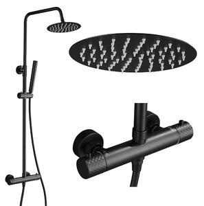 Gamma Roy, set de duș cu baterie termostatică, negru mat, GMA-BRYPZNT-BK