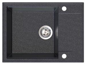Chiuvetă de bucătărie din granit Sink Quality Sink55, 620x460x215 mm, negru pătat, SKQ-SINK.B.1KKO