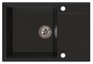 Chiuvetă de bucătărie din granit Sink Quality Sink55, 680x460x215 mm, neagră cu puncte aurii, SKQ-SINK.L.1KDO