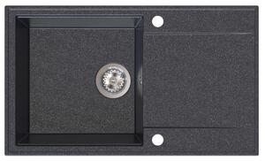Chiuvetă de bucătărie din granit Sink Quality Sink55 780x460x215 mm + sifon cromat, negru pătat, SKQ-SINK.B.1KDOL.X