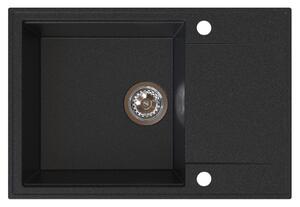 Chiuvetă de bucătărie Sink Quality Sink55, granit 680x460x215 mm + sifon cromat, grafit, SKQ-SINK.G.1KDO.X