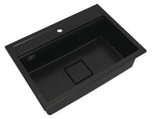 Gamma Quadro 7050, chiuvetă din granit cu 1 compartiment 700x500x220 mm, negru-auriu, GMA-ZLE000239