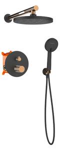 Invena Moonlight, set de duș încastrat, 2 funcții, negru-auriu-roz, INV-BS-77-014-V