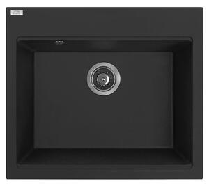 Laveo Tau, chiuvetă din granit cu 1 compartiment 570x500x215 mm, neagră, LAV-SBT_710B