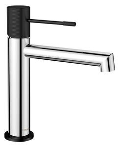 Sapho Sapho, Baterie lavoar cu piedestal SOLARIS, crom/negru mat, WD002CB