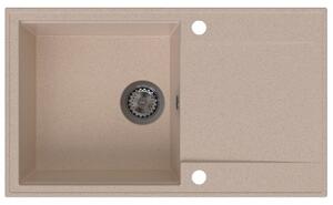 Chiuvetă de bucătărie Sink Quality Sink55, granit 780x460x215 mm + sifon grafit, bej, SKQ-SINK.P.1KDOL.XB
