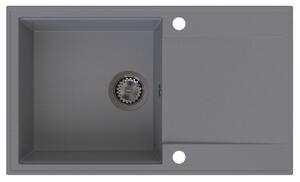 Chiuvetă de bucătărie Sink Quality Sink55, granit 780x460x215 mm + sifon grafit, gri, SKQ-SINK.D.1KDOL.XB