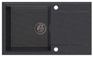 Chiuvetă de bucătărie Sink Quality Sink55, granit 780x460x215 mm + sifon grafit, negru pătat, SKQ-SINK.B.1KDOL.XB