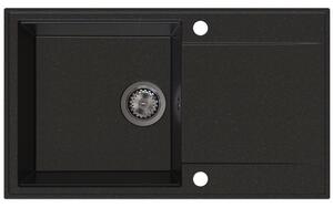 Chiuvetă de bucătărie Sink Quality Sink55, granit 780x460x215 mm + sifon grafit, neagră cu puncte aurii, SKQ-SINK.L.1KDOL.XB