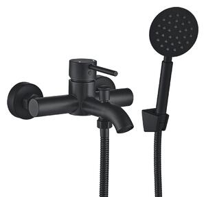 Kuchinox Noia, baterie de cadă cu montare pe perete și set de duș manual, negru mat, LAV-BNK_711D