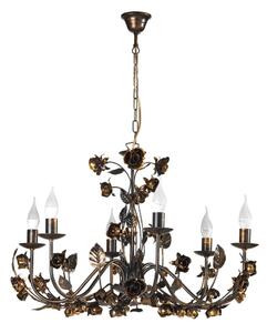 ONLI - Candelabru suspendat CAROLINA cu lanț, 6x E14, 6W, 230V, finisaj bronzat