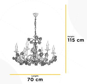 ONLI - Candelabru suspendat CAROLINA cu lanț, 6x E14, 6W, 230V, finisaj bronzat