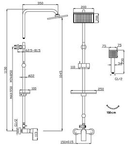 Algeo Square - sistem de duș cu baterie duș - NP74-BAQ7U - Ferro